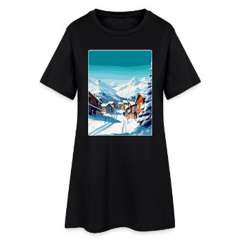 Val Thorens Frankreich Vintage Reiseplakat Souvenir - Frauen T-Shirt-Kleid - Schwarz - Vorne