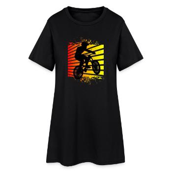 Mountainbike Mountainbiker - Frauen T-Shirt-Kleid - Schwarz - Vorne