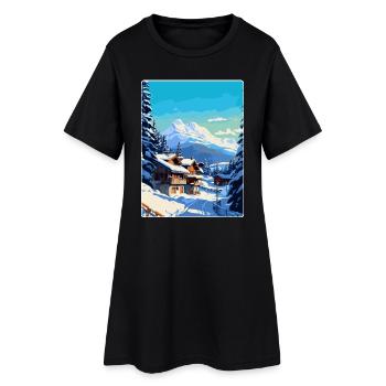 Megève France Affiche de voyage vintage WPA Souvenir - Robe T-shirt Femme - noir - Devant