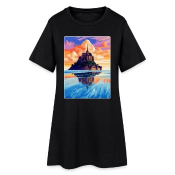 Mont Saint Michel Frankreich Vintage Reiseposter WPA - Frauen T-Shirt-Kleid - Schwarz - Vorne