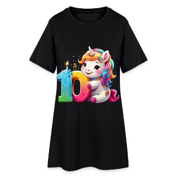 NUMÉRO 10 ANS LICORNE 10E ANNIVERSAIRE - Robe T-shirt Femme - noir - Devant