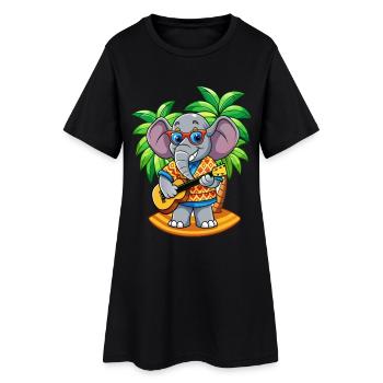 Lustige Elefant Cartoon Sommer Strand Sonnenbrille - Frauen T-Shirt-Kleid - Schwarz - Vorne