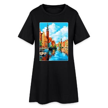 Danzig Polen Vintage Reiseposter WPA Souvenir - Frauen T-Shirt-Kleid - Schwarz - Vorne