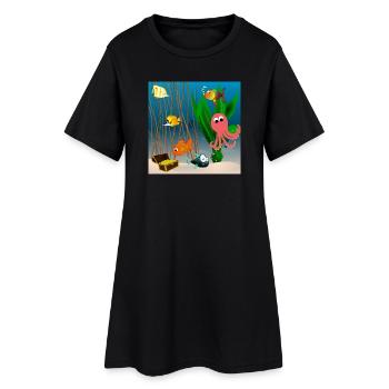 Monde sous-marin - Robe T-shirt Femme - noir - Devant