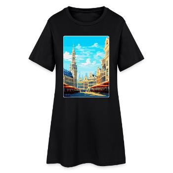 Bruxelles Belgique Poster de voyage vintage souvenir - Robe T-shirt Femme - noir - Devant