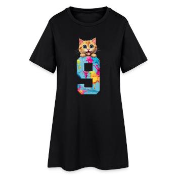 9 ANS CHAT 9ÈME ANNIVERSAIRE - Robe T-shirt Femme - noir - Devant