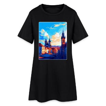 Prag Tschechische Republik Vintage Reiseplakat WPA - Frauen T-Shirt-Kleid - Schwarz - Vorne