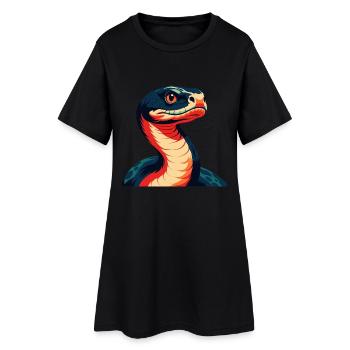 Anaconda Zeichentrickfigur Buntes Haustier Tier - Frauen T-Shirt-Kleid - Schwarz - Vorne