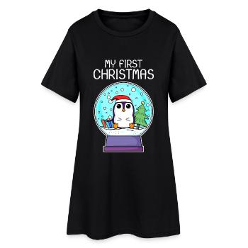 My first Christmas baby penguin Christmas - Women’s T-Shirt Dress - black - Front