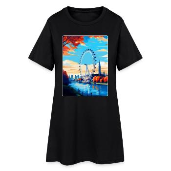 London Eye Angleterre Royaume-Uni Affiche de voyage vintage WPA - Robe T-shirt Femme - noir - Devant