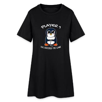 Premier bébé joueur 1 bébé pingouin enceinte - Robe T-shirt Femme - noir - Devant