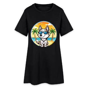 Lunettes de soleil de dessin animé Laika Dog Breed de Sibérie occidentale - Robe T-shirt Femme - noir - Devant