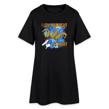 Waller Welssilhouette Angelrute und Farbkleckse - Frauen T-Shirt-Kleid - Schwarz - Vorne