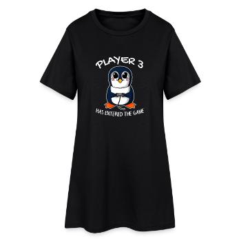 Troisième enfant joueur 3 bébé pingouin enceinte - Robe T-shirt Femme - noir - Devant