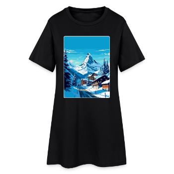 Zermatt Suisse Affiche de voyage vintage souvenir - Robe T-shirt Femme - noir - Devant
