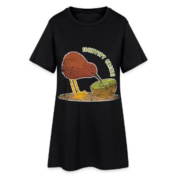 Neugieriger Kiwi Neuseelandtour - Frauen T-Shirt-Kleid - Schwarz - Vorne