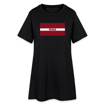 Riga Stadt in lettischer Flagge - Frauen T-Shirt-Kleid - Schwarz - Vorne