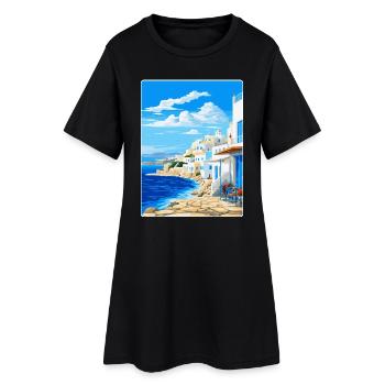 Mykonos Griechenland Vintage Reiseplakat Souvenir WPA - Frauen T-Shirt-Kleid - Schwarz - Vorne