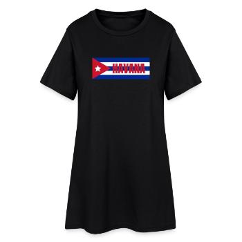 Havanna-Stadt unter kubanischer Flagge - Frauen T-Shirt-Kleid - Schwarz - Vorne