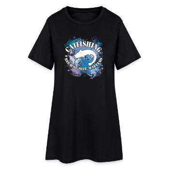 Poisson-chat Wels Waller sur des taches de couleur - Robe T-shirt Femme - noir - Devant