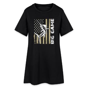 Jumping Marlin with US flag Deep Sea Fishing - Women’s T-Shirt Dress - black - Front