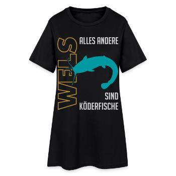 Angeln Waller fischen Sportfischen auf Wels - Frauen T-Shirt-Kleid - Schwarz - Vorne