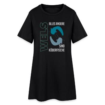 Wels angeln Waller fischen Sportfischen auf Wels - Frauen T-Shirt-Kleid - Schwarz - Vorne
