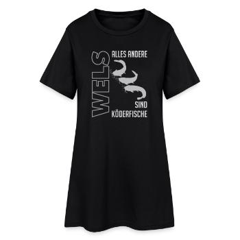 Wels angeln Waller fischen Sportfischen auf Wels - Frauen T-Shirt-Kleid - Schwarz - Vorne