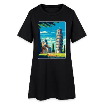 Pisa Italien Vintage Reiseplakat Souvenir Souvenir - Frauen T-Shirt-Kleid - Schwarz - Vorne