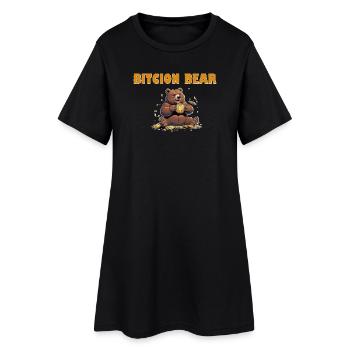 Bitcoin Bär  - Frauen T-Shirt-Kleid - Schwarz - Vorne