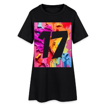 NR. 17 NUMMER 17 BUNT 17. GEBURTSTAG - Frauen T-Shirt-Kleid - Schwarz - Vorne