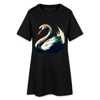 Schwan Cartoon Figur Buntes Haustier Tier - Frauen T-Shirt-Kleid - Schwarz - Vorne