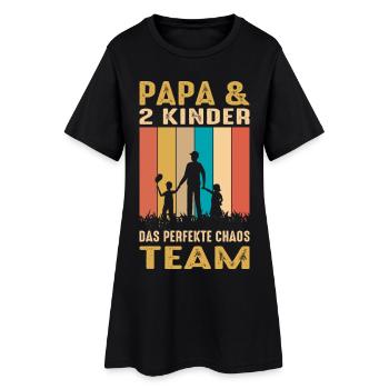 Papa 2 Kinder Chaos Team Geschenk Vater Spruch - Frauen T-Shirt-Kleid - Schwarz - Vorne