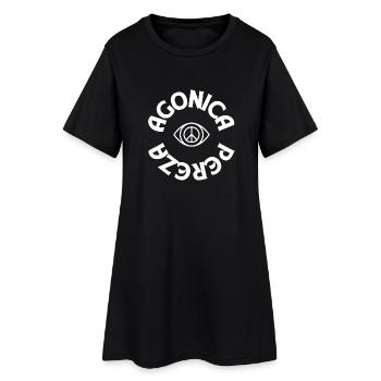 Peace Symbol Eye – AGONICA – Retro Hippie Festival - Women’s T-Shirt Dress - black - Front