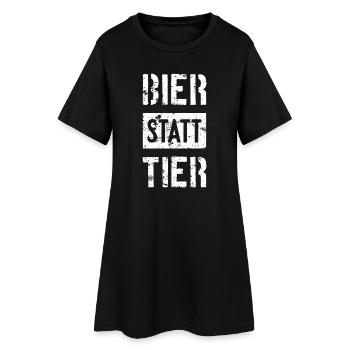BIER STATT TIER - Frauen T-Shirt-Kleid - Schwarz - Vorne