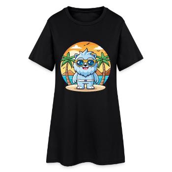 Yeti Lustige Cartoon Sommer Strand Sonnenbrille - Frauen T-Shirt-Kleid - Schwarz - Vorne