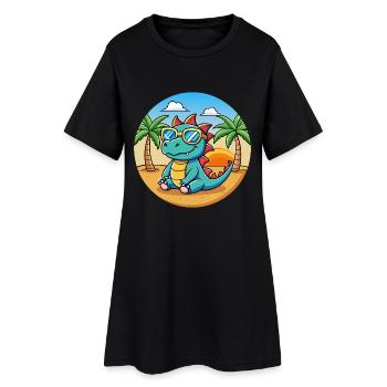 Dragon Funny Cartoon Lunettes de soleil de plage d’été - Robe T-shirt Femme - noir - Devant