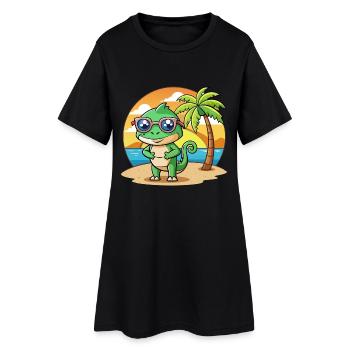 Lunettes de soleil Chameleon Funny Cartoon Summer Beach - Robe T-shirt Femme - noir - Devant