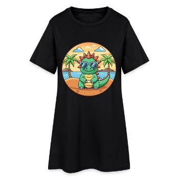 Dragon Funny Cartoon Lunettes de soleil de plage d’été - Robe T-shirt Femme - noir - Devant
