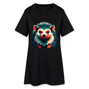 Igel Zeichentrickfigur Buntes Haustier Tier - Frauen T-Shirt-Kleid - Schwarz - Vorne