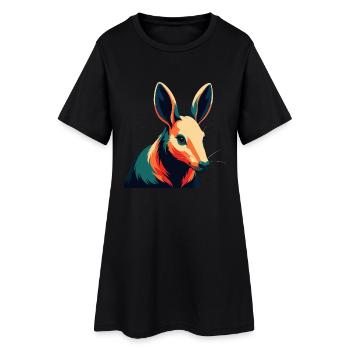 Aardvark Personnage De Dessin Animé Animal De Compagnie Coloré - Robe T-shirt Femme - noir - Devant