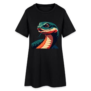 Serpent Dessin Animé Personnage Animal De Compagnie Coloré - Robe T-shirt Femme - noir - Devant
