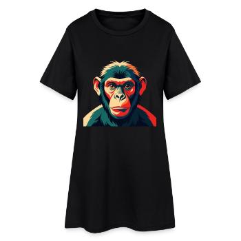 Affe Cartoon Figur Buntes Haustier Tier - Frauen T-Shirt-Kleid - Schwarz - Vorne
