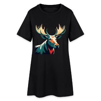Elch Cartoon Figur Buntes Haustier Tier - Frauen T-Shirt-Kleid - Schwarz - Vorne