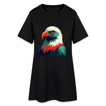 Eagle Cartoon Character Colorful Pet Animal - Women’s T-Shirt Dress - black - Front