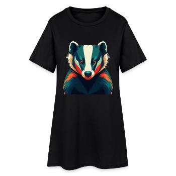Badger Cartoon Character Colorful Pet Animal - Women’s T-Shirt Dress - black - Front