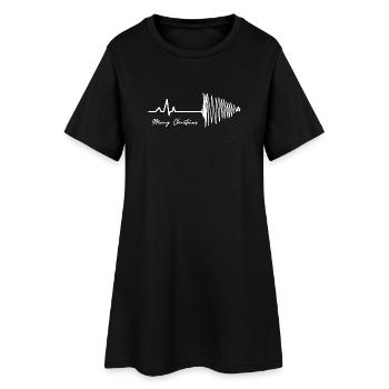 merry christmas heartbeat tree - Frauen T-Shirt-Kleid - Schwarz - Vorne
