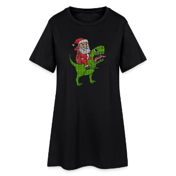 Weihnachten Dinosaurier Ugly Christmas Effekt - Frauen T-Shirt-Kleid - Schwarz - Vorne