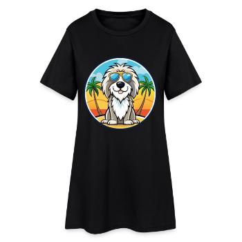 Chien de berger picard race dessin animé lunettes de soleil plage - Robe T-shirt Femme - noir - Devant