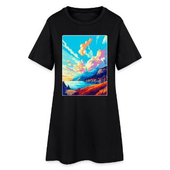 Bergen Norvège Affiche de voyage vintage WPA Souvenir - Robe T-shirt Femme - noir - Devant